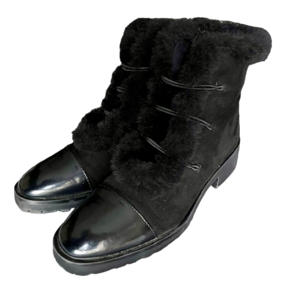 Nanette Lepore Ibiza Faux Suede/Faux Fur Fashion Boots - Black - 8.5
